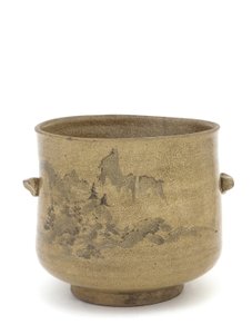 Wasserkrug für Teezeremonie mit Landschaftsmotiv, Saga oder Nagasaki Präfektur, Edo-Periode