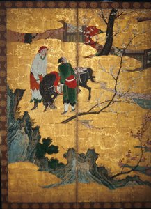Der Hofbesuch der vier Weisen vom Berg Shang; Su Shis Besuch der Wind- und Wassergrotte (Detail) von Japanese School