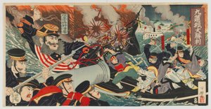 Der große Sieg bei Kiulian, Meiji-Ära, 1894 von Japanese School