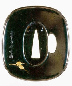 Tsuba, japanischer Schwertschutz (Shakudo-Kupfer und Goldlegierung) von Japanese School