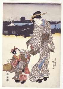Ohne Titel (Eine Frau und ein Kind) von Japanese School