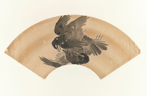 Ohne Titel - fächerförmige Zeichnung von zwei Vögeln, 1603-1868