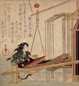 Weben in Japan im 18. Jahrhundert von Japanese School
