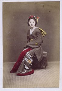 Junges Mädchen im Kimono, ca. 1860-70 von Japanese School