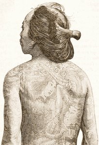Mann mit traditionellen japanischen Irezumi-Tätowierungen, ca. 1880 von Japanese School