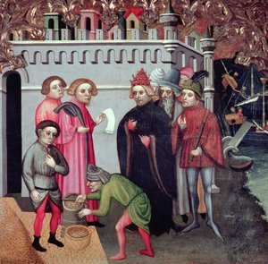 Die Vermehrung des Weizens, vom Altarbild des heiligen Nikolaus von Bari von Jaume Cabrera