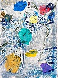 Fleur De Sel Nr. 09 Blaue bunte Monotypie, 2021 von Jay Batlle