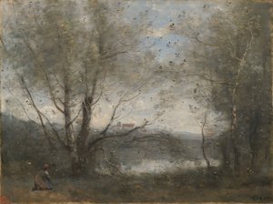 Ein Teich durch die Bäume gesehen von Jean-Baptiste-Camille Corot