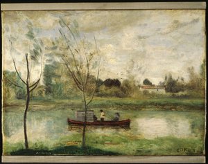 Daubigny arbeitet an seinem "Botin" bei Auvers-sur-Oise von Jean-Baptiste-Camille Corot