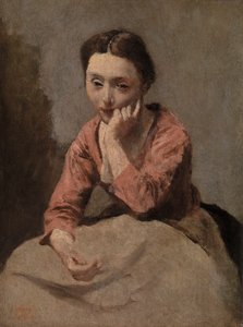 Nachdenkliche junge Frau von Jean-Baptiste-Camille Corot