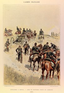 Typen und Uniformen der französischen Armee von Hauptmann Jules Richard, illustriert von Edouard Detaille: Artillerie zu Pferd; Batterien; Felddress 1887 von Jean Baptiste Edouard Detaille