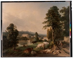 Landschaft mit Kühen