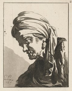 Kopf einer zusammengesunkenen alten Frau