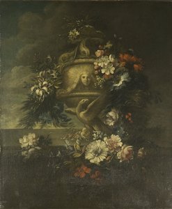 Blumen in einer skulptierten Vase von Jean Baptiste Monnoyer