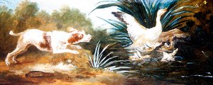 Landschaft mit einem Hund, der Enten jagt von Jean Baptiste Oudry