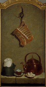 Stillleben mit Fleischstück, Zuckerbrot, Kupferkessel und Tasse von Jean Baptiste Oudry