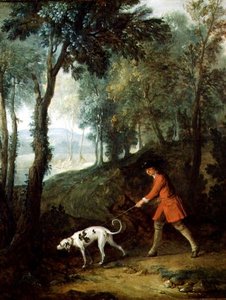 Der Jäger mit einem Spürhund an der Leine, ca. 1727