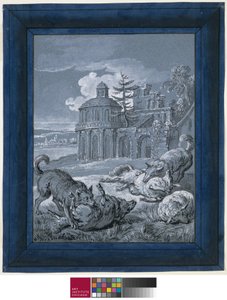 Wölfe greifen Schafe an (Rein de Trop II) von Jean Baptiste Oudry