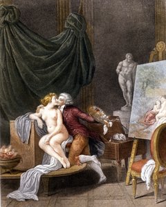 Schall: eine galante Szene zwischen dem Maler und seinem Modell