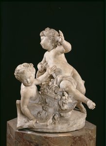 Zwei Kinder kämpfen um einen Blumenstrauß von Jean Joseph and Gillet Nicolas Vinache