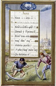 Kalender von Juni und Zeichen des Krebses - in den Stunden der Anne von Bretagne, von Jean Bourdichon