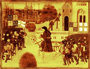 Predigt von John Ball an die Bauern, Illumination zu Jean Froissarts Chroniken (14. Jahrhundert)