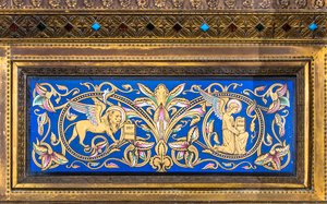 Tabernakel, linker Flügel: St. Markus und St. Matthäus. A. Chertier, Goldschmied in Paris