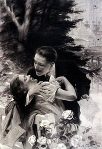 Verführungsszene. Gravur von André Castaigne. 1922