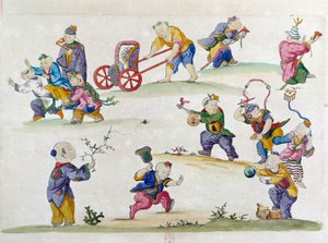 Zeichnung von einer chinesischen Vase: Kinderspiel
