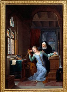 Heloise umarmt das klösterliche Leben, Geschichte von Heloise und Abelard, Gemälde von Jean Antoine Laurent von Jean Antoine Laurent
