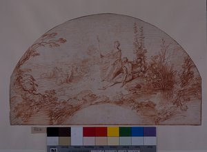 Eine Schäferin sitzt mit ihrem Liebhaber von Jean Antoine Watteau