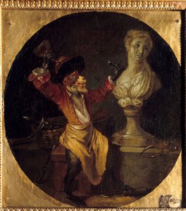 Der Bildhauer-Affe. Tier in menschlicher Haltung. von Jean Antoine Watteau