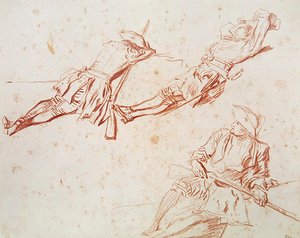 Drei ruhende Soldaten, 1709 von Jean Antoine Watteau