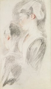 Zwei Studien einer Frau, drei Viertel von hinten, eine im Profil von Jean Antoine Watteau