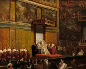 Papst Pius VII in der Sixtinischen Kapelle von Jean Auguste Dominique Ingres