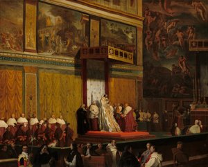 Papst Pius VII. in der Sixtinischen Kapelle von Jean Auguste Dominique Ingres