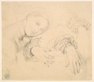 Blatt mit Studien des Kopfes der Fornarina und der Hände von Madame de Senonnes