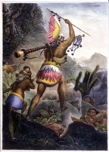 Ein Coroado-Indianer gibt das Signal zum Rückzug, 1839 von Jean Baptiste (after) Debret