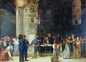 Einberufung zum Militärdienst, modernes Italien von Jean Baptiste (circle of) Hilair