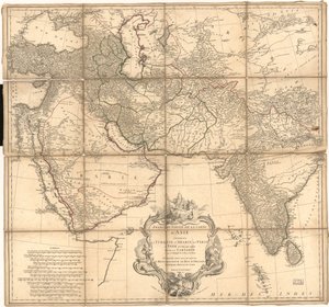 Relief durch Schraffuren und bildlich dargestellt. LC-Kopie mit Tintenannotationen zur Darstellung von Grenzen. Auch über die Website der Library of Congress als Rasterbild verfügbar