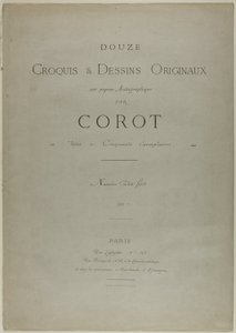 Umschlag und Text für Album Douze Croquis et Dessins Originaux von Jean Baptiste Camille Corot