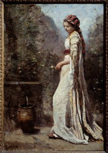 Griechisches Mädchen am Brunnen von Jean Baptiste Camille Corot