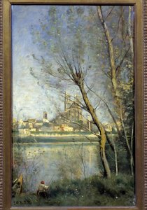 Die Kathedrale von Mantes (Mantes-la-Jolie Yvelines). Gemälde von Camille Corot (1796-1875) 1865 Reims, Musée des Beaux-Arts