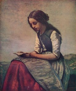 La petite Liseuse ou Jeune bergère assise et lisant, ca. 1855 von Jean Baptiste Camille Corot