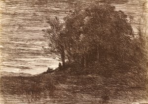 Der Wald des Einsiedlers oder die Ufer des Trasimeno-Sees von Jean Baptiste Camille Corot