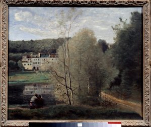 Blick auf die Stadt Avray, der Teich und das Haus Cabassud