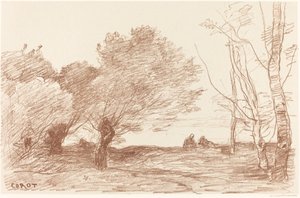 Weiden und weiße Pappeln (Saules et peupliers blancs) von Jean Baptiste Camille Corot