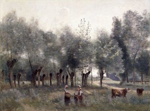 Frauen in einem Weidenfeld von Jean Baptiste Camille Corot