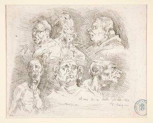 Skizzen grotesker Köpfe von Jean Baptiste Carpeaux