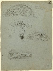 Stehende Figur in einer Nische und Studien für die Ugolino-Gruppe, 1857-58 von Jean Baptiste Carpeaux